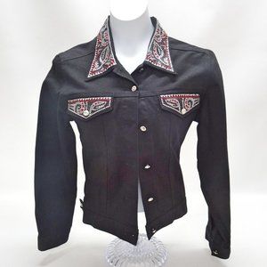 Christine Alexander Swarovski Black Denim Jacket